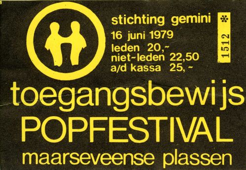 Golden Earring show ticket#1512 Popfestijn June 16, 1979 Maarssen